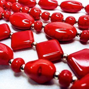 Red Howlite Multi Strand Necklace